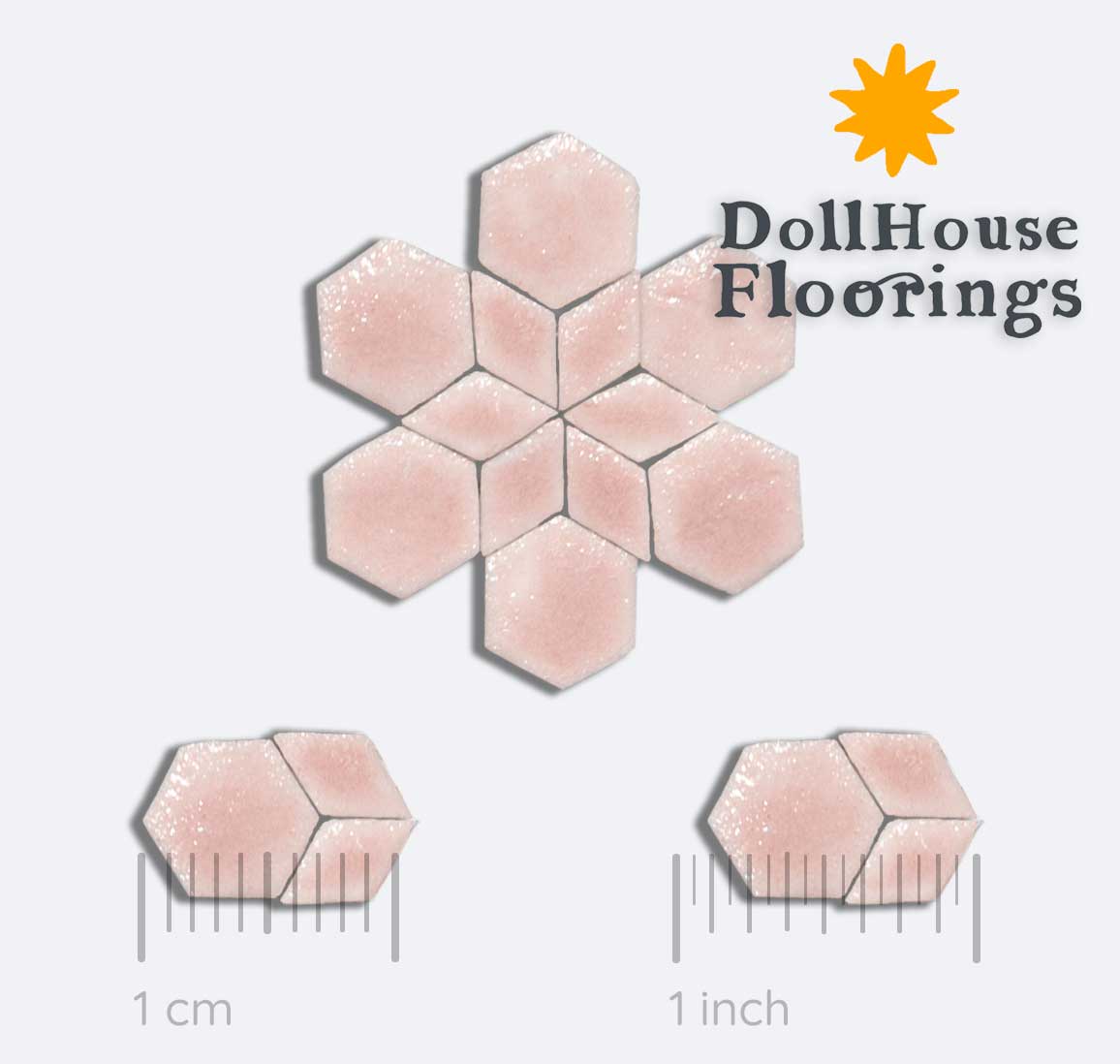 100 Light pink glazed porcelain tiles Star Hexagonal